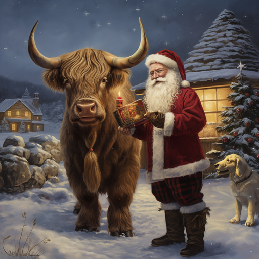 Christmas Sign Highland Cow Santa Clause Dco-00585 For Wreath 10X10 Metal