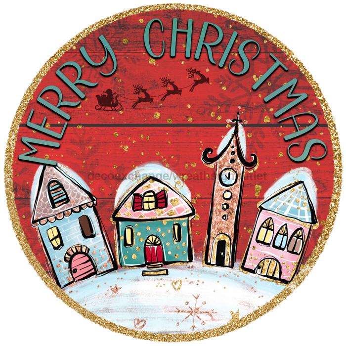 Christmas Sign Merry Decoe-5216 10’ Metal Round