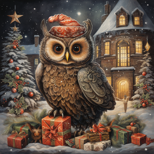 Christmas Sign Owl Dco-00608 For Wreath 10X10 Metal