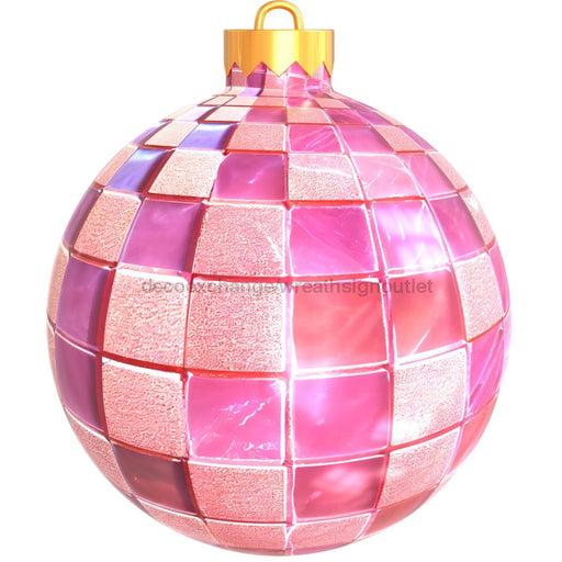 Christmas Sign Pink Disco Ornament Wood Sign Decoe-W-903427 22 Door Hanger