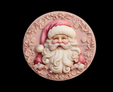 Christmas Sign, Pink Santa Sign, Pink Christmas, DCO-00385, Sign For Wreath, 12" Round Metal Sign - DecoExchange®