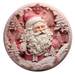 Christmas Sign, Pink Santa, DECOE-4656, Sign For Wreath, 10" Round Metal Sign - DecoExchange®