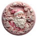 Christmas Sign, Pink Santa, DECOE-4657, Sign For Wreath, 10" Round Metal Sign - DecoExchange®
