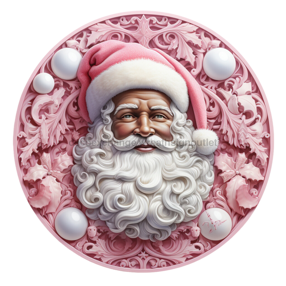 Christmas Sign, Pink Santa, DECOE-4658, Sign For Wreath, 10