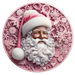 Christmas Sign, Pink Santa, DECOE-4659, Sign For Wreath, 10" Round Metal Sign - DecoExchange®