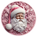 Christmas Sign, Pink Santa, DECOE-4659, Sign For Wreath, 10" Round Metal Sign - DecoExchange®