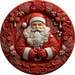 Christmas Sign Red Santa 3D Dco-00611 For Wreath 12 Round Metal Metal