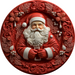 Christmas Sign Red Santa 3D Dco-00611 For Wreath 12 Round Metal Metal