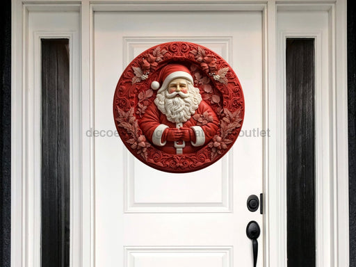 Christmas Sign Red Santa Pink Dco-00610 For Wreath 18 Round Door Hanger