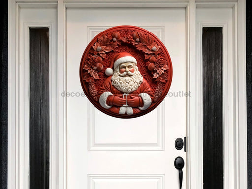 Christmas Sign Red Santa Pink Dco-00613 For Wreath 18 Round Door Hanger