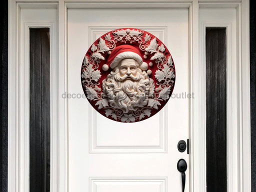 Christmas Sign Red Santa Pink Dco-00614 For Wreath 18 Round Door Hanger