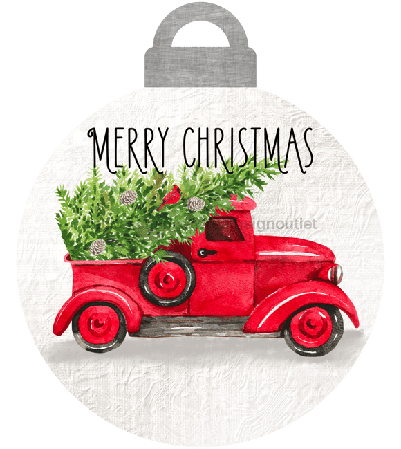 Christmas Sign, Red Truck Ornament Sign, wood sign, DECOE-W-634, 22