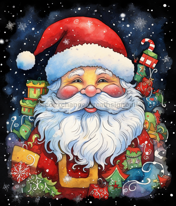 Christmas Sign, Santa Sign, DCO-00183, Sign For Wreath, 8x10" Metal Sign - DecoExchange®