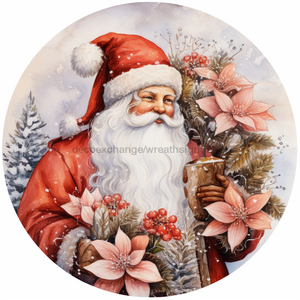 Christmas Sign, Santa Sign, DCO-00444, Sign For Wreath, 10" Round Metal Sign - DecoExchange®