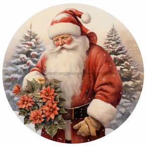 Christmas Sign, Santa Sign, DCO-00445, Sign For Wreath, 10" Round Metal Sign - DecoExchange®