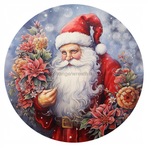 Christmas Sign, Santa Sign, DCO-00447, Sign For Wreath, 10" Round Metal Sign - DecoExchange®