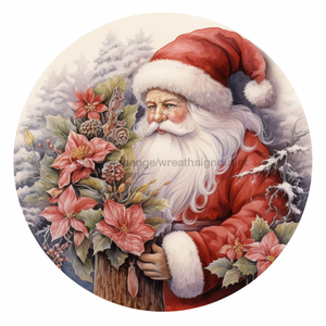 Christmas Sign, Santa Sign, DCO-00449, Sign For Wreath, 10" Round Metal Sign - DecoExchange®