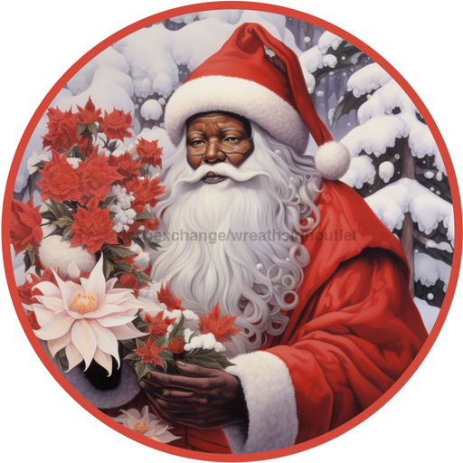 Christmas Sign, Santa Sign, DCO-00469, Sign For Wreath, 10" Round Metal Sign - DecoExchange®