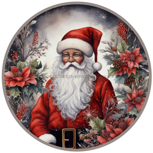 Christmas Sign, Santa Sign, DCO-00529, Sign For Wreath, 10" Round Metal Sign - DecoExchange®