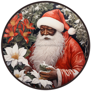 Christmas Sign, Santa Sign, DCO-00530, Sign For Wreath, 10" Round Metal Sign - DecoExchange®