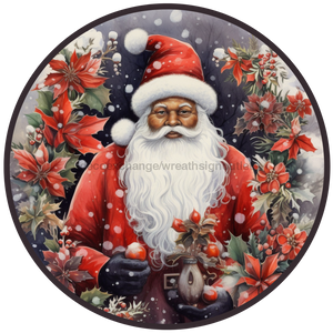 Christmas Sign, Santa Sign, DCO-00531, Sign For Wreath, 10" Round Metal Sign - DecoExchange®