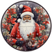 Christmas Sign, Santa Sign, DCO-00531, Sign For Wreath, 10" Round Metal Sign - DecoExchange®