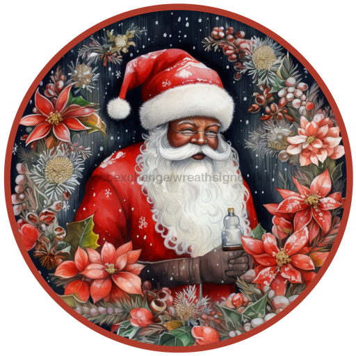 Christmas Sign, Santa Sign, DCO-00532, Sign For Wreath, 10" Round Metal Sign - DecoExchange®