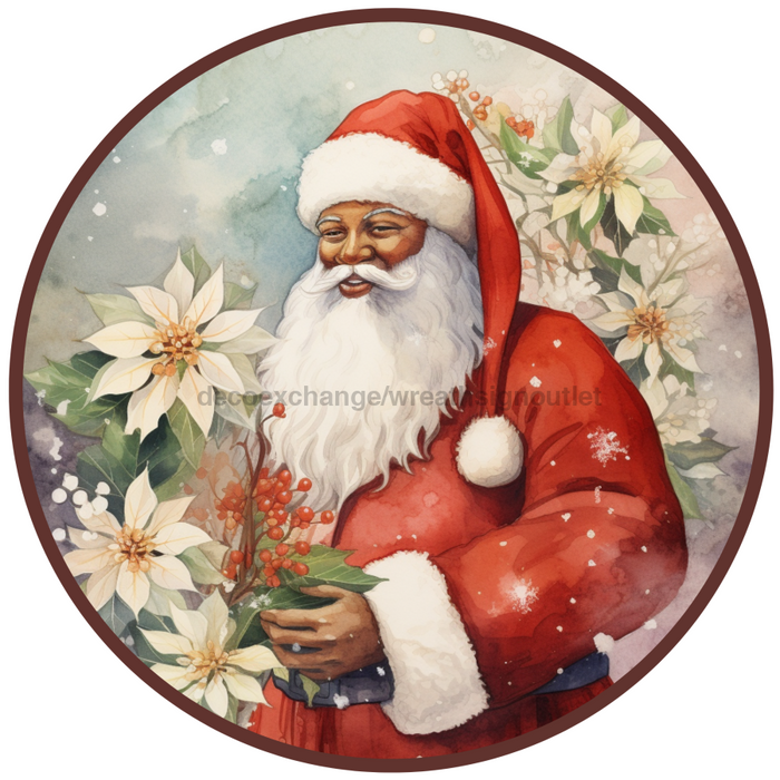 Christmas Sign, Santa Sign, DCO-00534, Sign For Wreath, 10" Round Metal Sign - DecoExchange®
