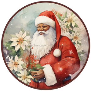 Christmas Sign, Santa Sign, DCO-00534, Sign For Wreath, 10" Round Metal Sign - DecoExchange®