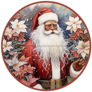 Christmas Sign, Santa Sign, DCO-00535, Sign For Wreath, 10" Round Metal Sign - DecoExchange®