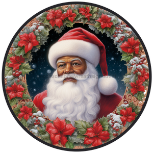 Christmas Sign, Santa Sign, DCO-00542, Sign For Wreath, 10" Round Metal Sign - DecoExchange®