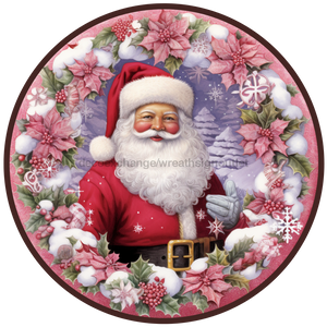 Christmas Sign, Santa Sign, DCO-00544, Sign For Wreath, 10" Round Metal Sign - DecoExchange®