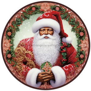 Christmas Sign, Santa Sign, DCO-00545, Sign For Wreath, 10" Round Metal Sign - DecoExchange®