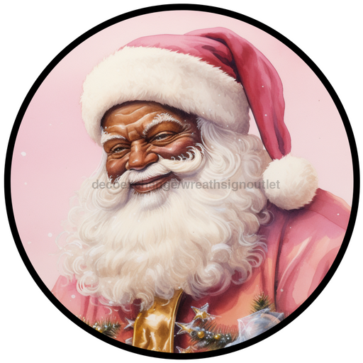 Christmas Sign, Santa Sign, DCO-00546, Sign For Wreath, 10" Round Metal Sign - DecoExchange®