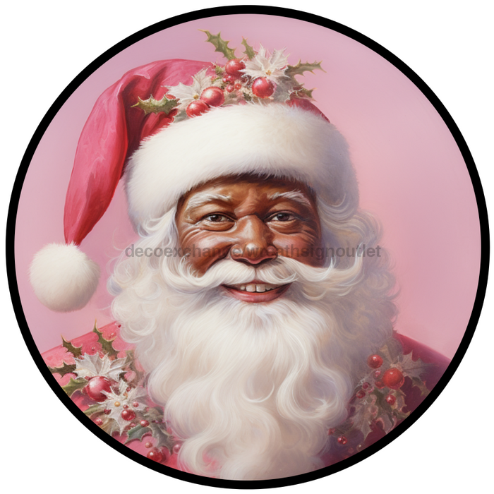 Christmas Sign, Santa Sign, DCO-00550, Sign For Wreath, 10" Round Metal Sign - DecoExchange®