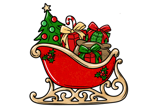 Christmas Sign Sleigh Wood Sign Decoe-W-028 Wood Wreath