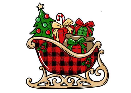 Christmas Sign, Christmas Sleigh Sign, wood sign, DECOE-W-029 - DecoExchange®