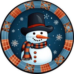 Christmas Sign, Snowman Sign, DCO-00555, Sign For Wreath, 10" Round Metal Sign - DecoExchange®