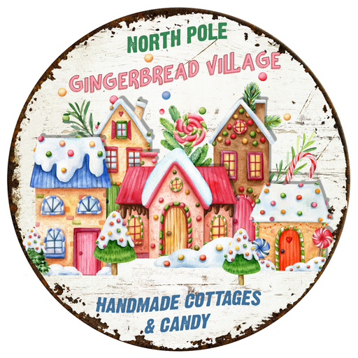 Christmas Sign Vintage Decoe-4678 For Wreath 10 Round Metal