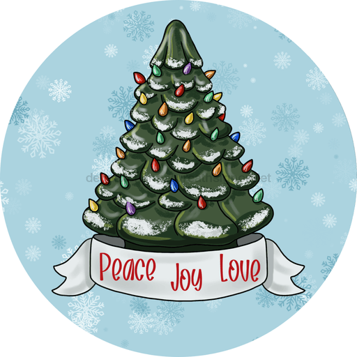 Christmas Sign Vintage Peace Joy Love Wood Sign Pcd-062 18 Door Hanger Wood Round