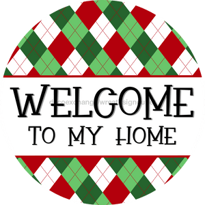 Christmas Sign, Welcome Sign, DCO-00564, Sign For Wreath, 10" Round Metal Sign - DecoExchange®