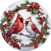 Christmas Sign Winter Cardinal Dco-00609 For Wreath 10 Round Metal