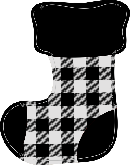 Christmas Stocking Sign Black And White Door Hanger Wood Sign Decoe-W-199 22