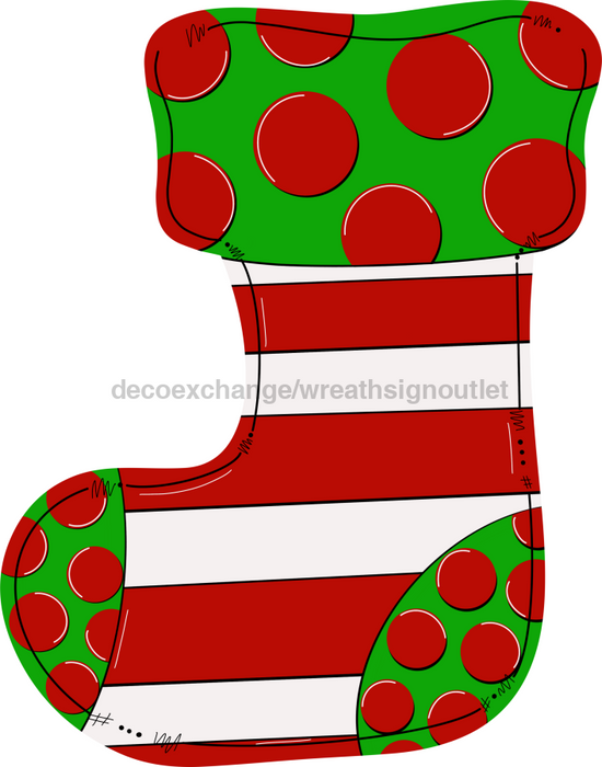 Christmas Stocking Sign Whimsical Door Hanger Wood Sign Decoe-W-198 22