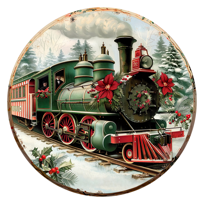 Christmas Train, DCO-102691-D, Sign For Wreath, 10" Wood Sign