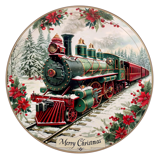 Christmas Train, DCO-102694-D, Sign For Wreath, 10" Wood Sign
