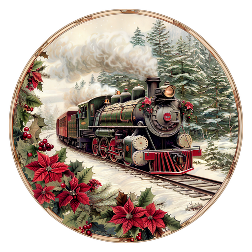Christmas Train, DCO-102697-D, Sign For Wreath, 10" Wood Sign