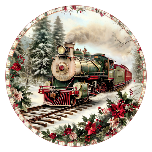 Christmas Train, DCO-102700-D, Sign For Wreath, 18" Door Hanger