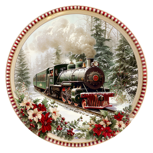 Christmas Train, DCO-102701-D, Sign For Wreath, 10" Wood Sign