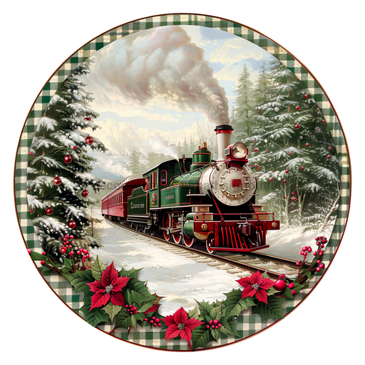 Christmas Train, DCO-102703, Sign For Wreath, 10" Metal Sign